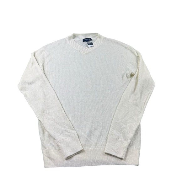 Peter Millar Collection Cream Linen Merino Wool Men's V Neck Sweater Size M NWT